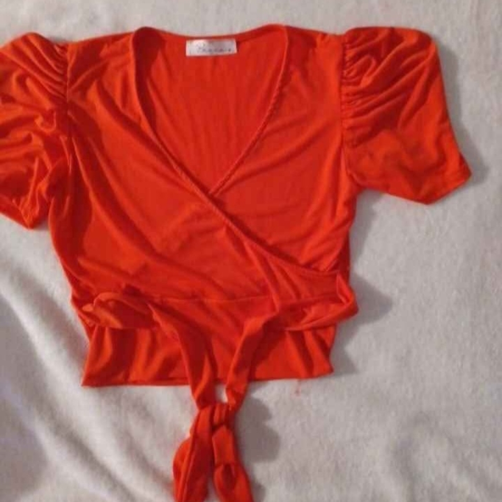 Women's Red Wrap Top